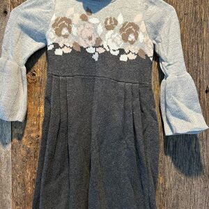 Janie and Jack Gray and Cream Floral Kids Dress